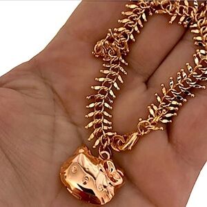 Handmade Hello Kitty Rose Gold Fishbone Locket Charm Beaded Bracelet